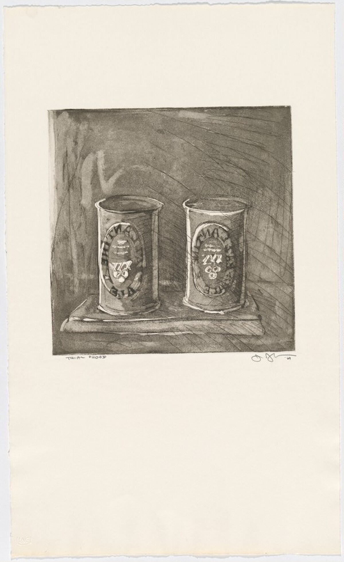 Ale Cans from 1st Etchings, 2nd State [trial proof] by Jasper Johns