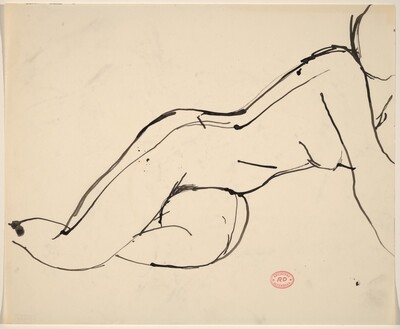 Untitled [nude resting on her side and lifting up on her right arm]