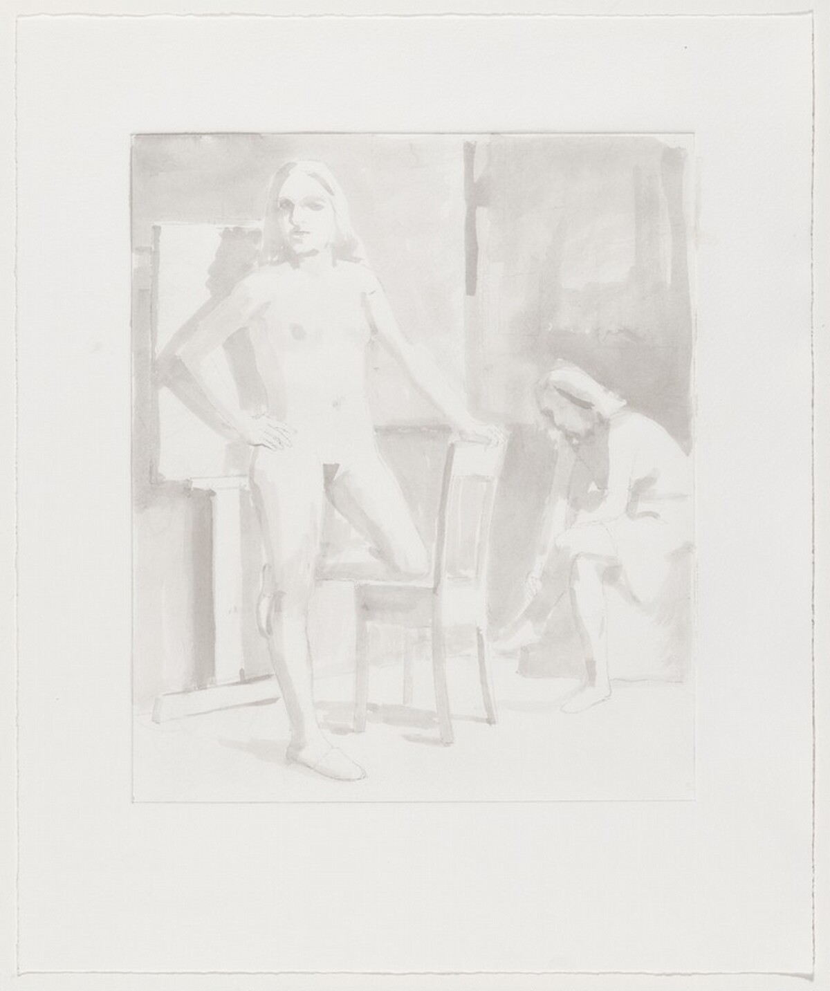Untitled [Standing Figure with Knee on Chair] [working proof 2] by William Bailey