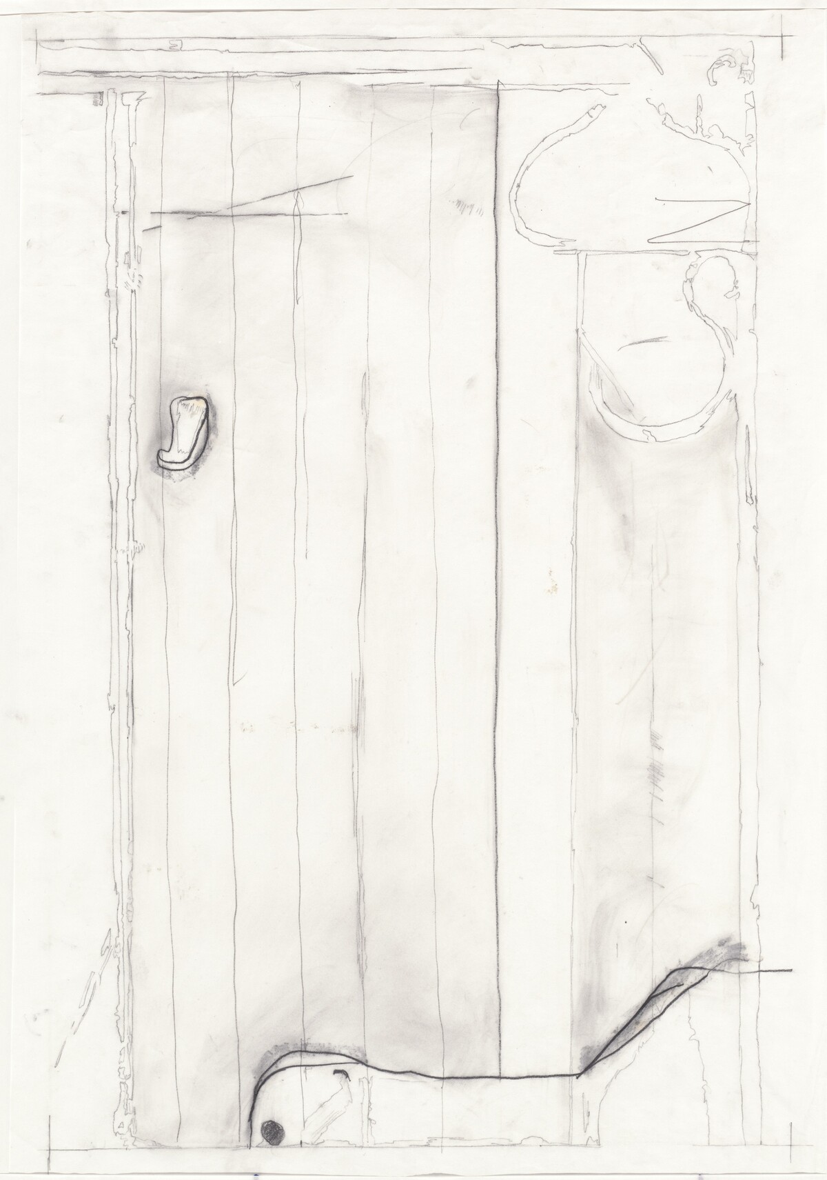 Transfer drawing for "Touched Red" by Richard Diebenkorn