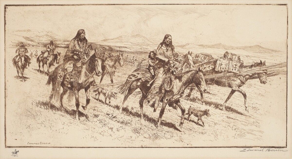 Blackfoot Women Moving Camp by Edward Borein