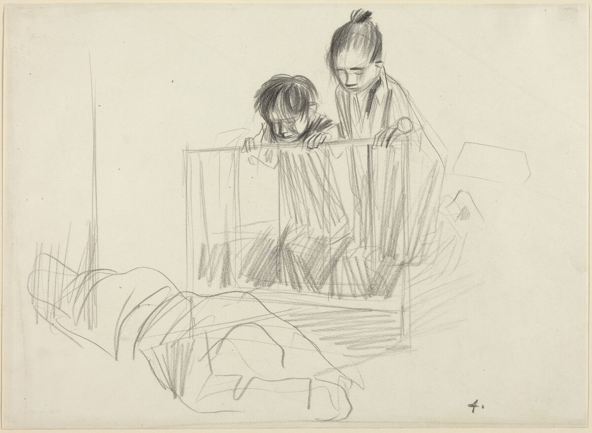 Children Looking over the Edge of a Crib by Jean-Louis Forain