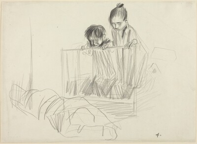 Children Looking over the Edge of a Crib