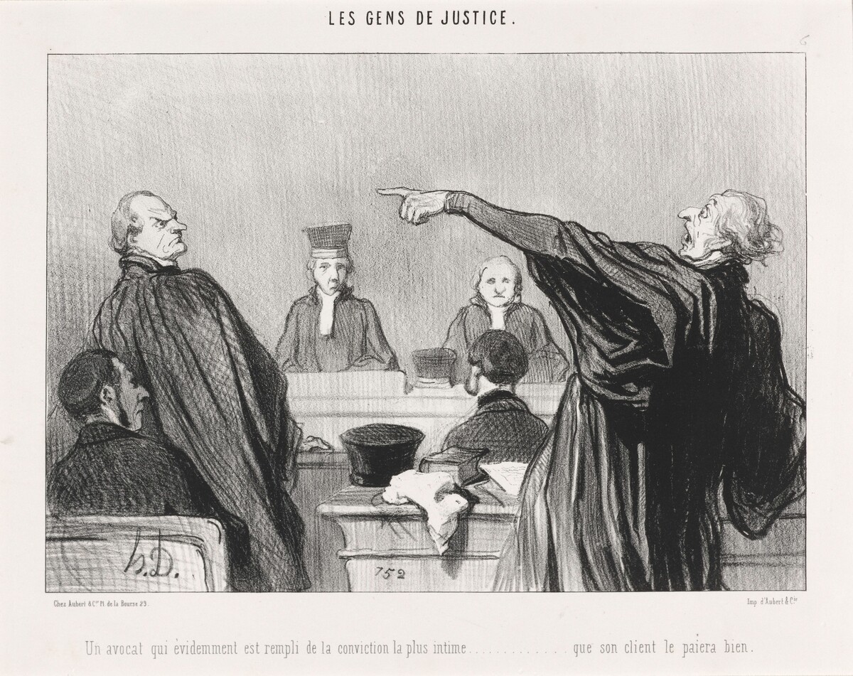 Un Avocat qui est... rempli de la conviction... intime... by Honoré Daumier