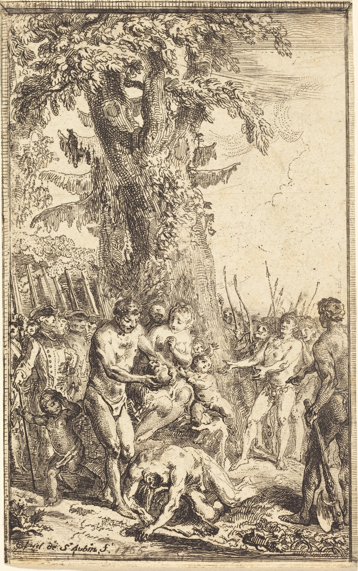 Heroic Act of a Father Who Sacrifices for  His Son (Trait heroique d'un pere qui se sacrifie pour son fils) by Gabriel Jacques de Saint-Aubin
