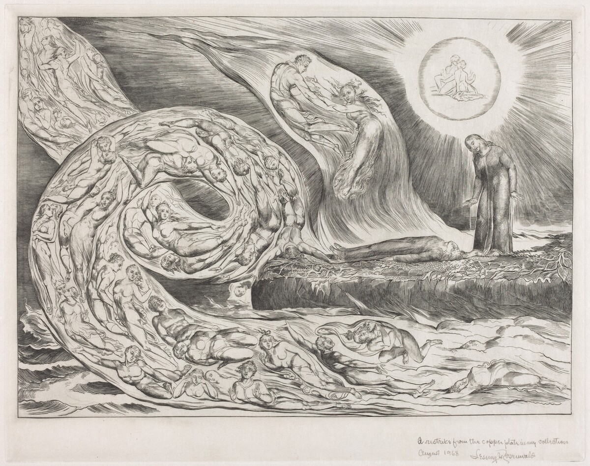 The Circle of the Lustful: Paolo and Francesca by William Blake (artist); Harry Hoehn (printer)