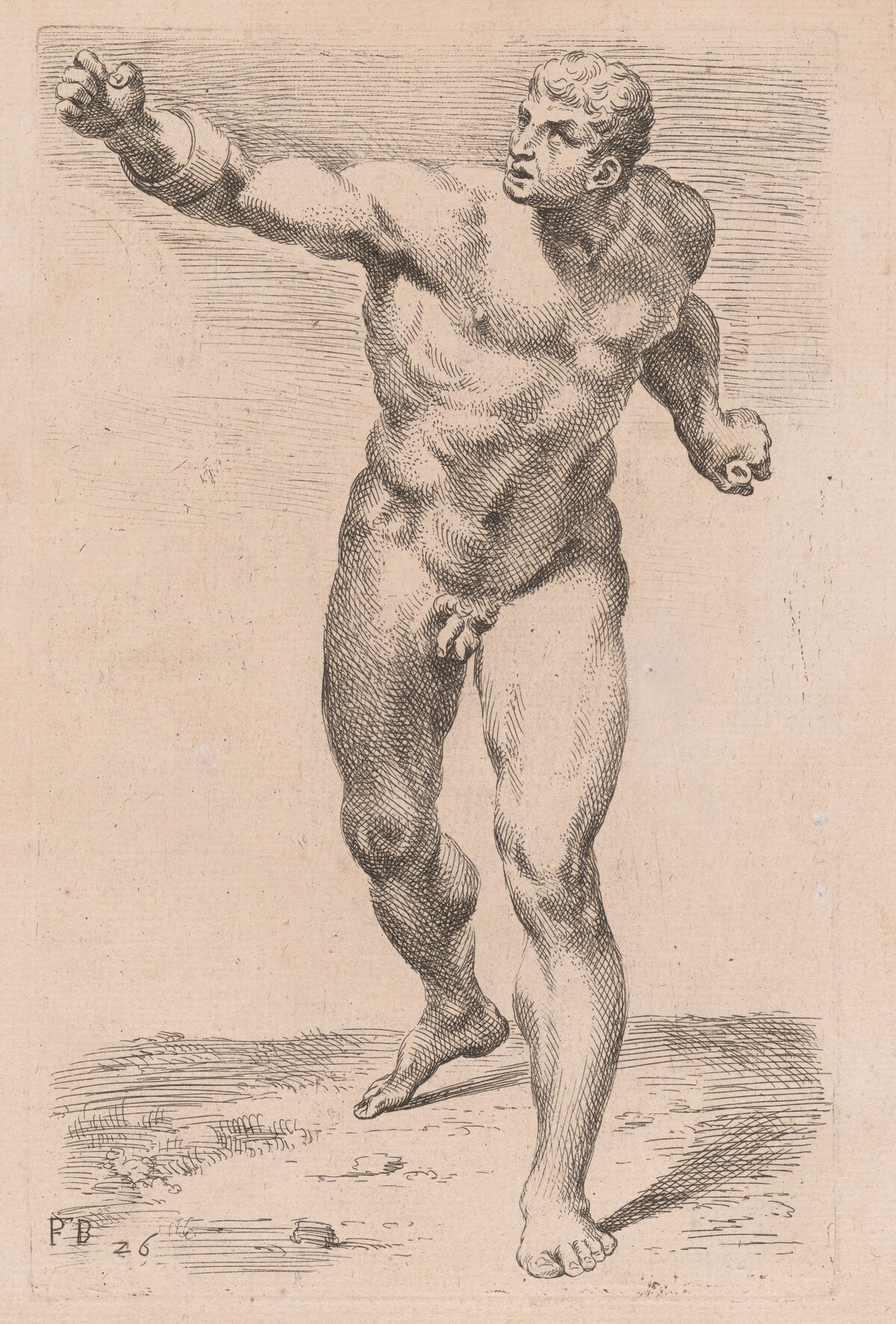 The Borghese Gladiator, front view [plate 26] by François Perrier