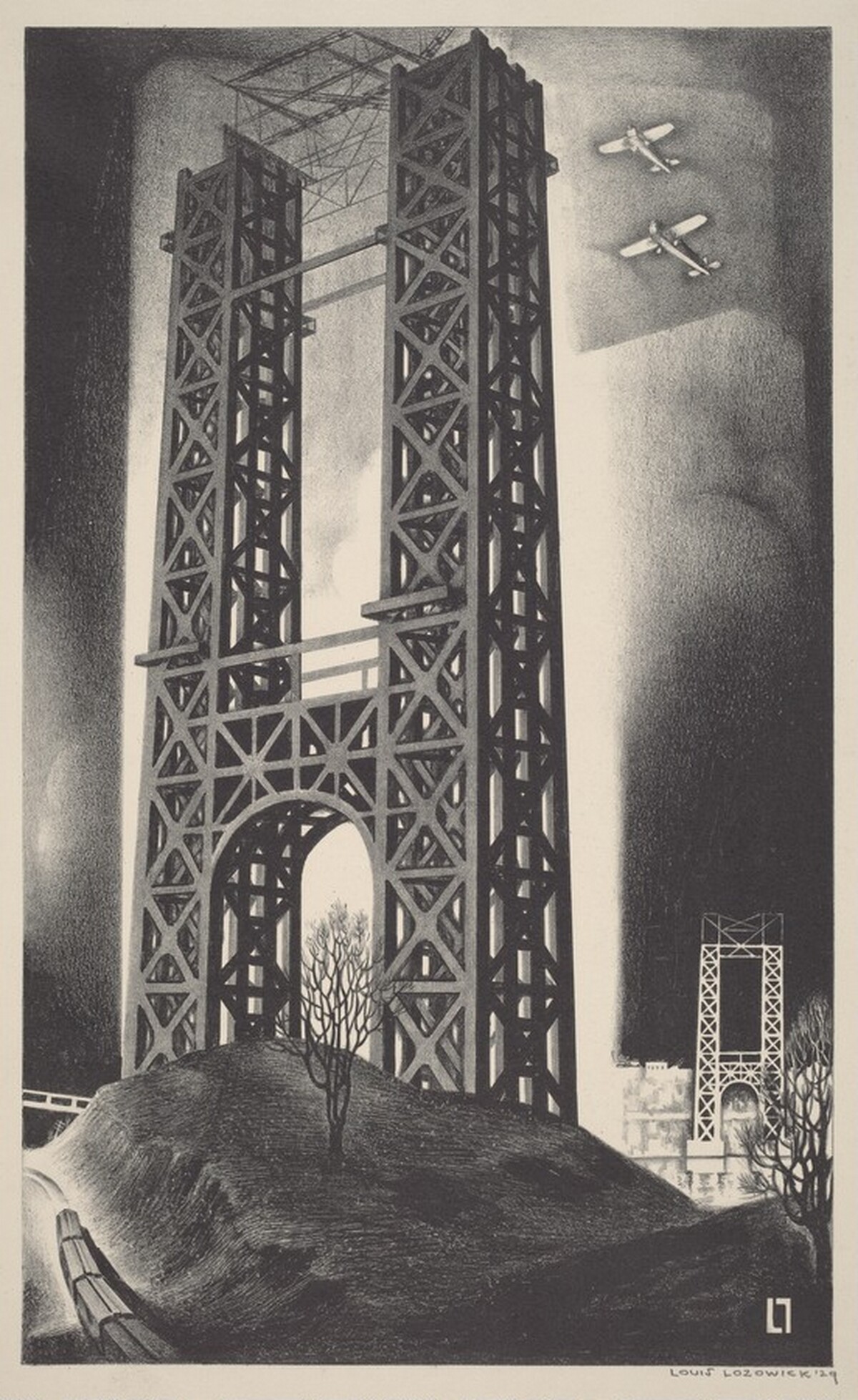 Hudson Bridge by Louis Lozowick