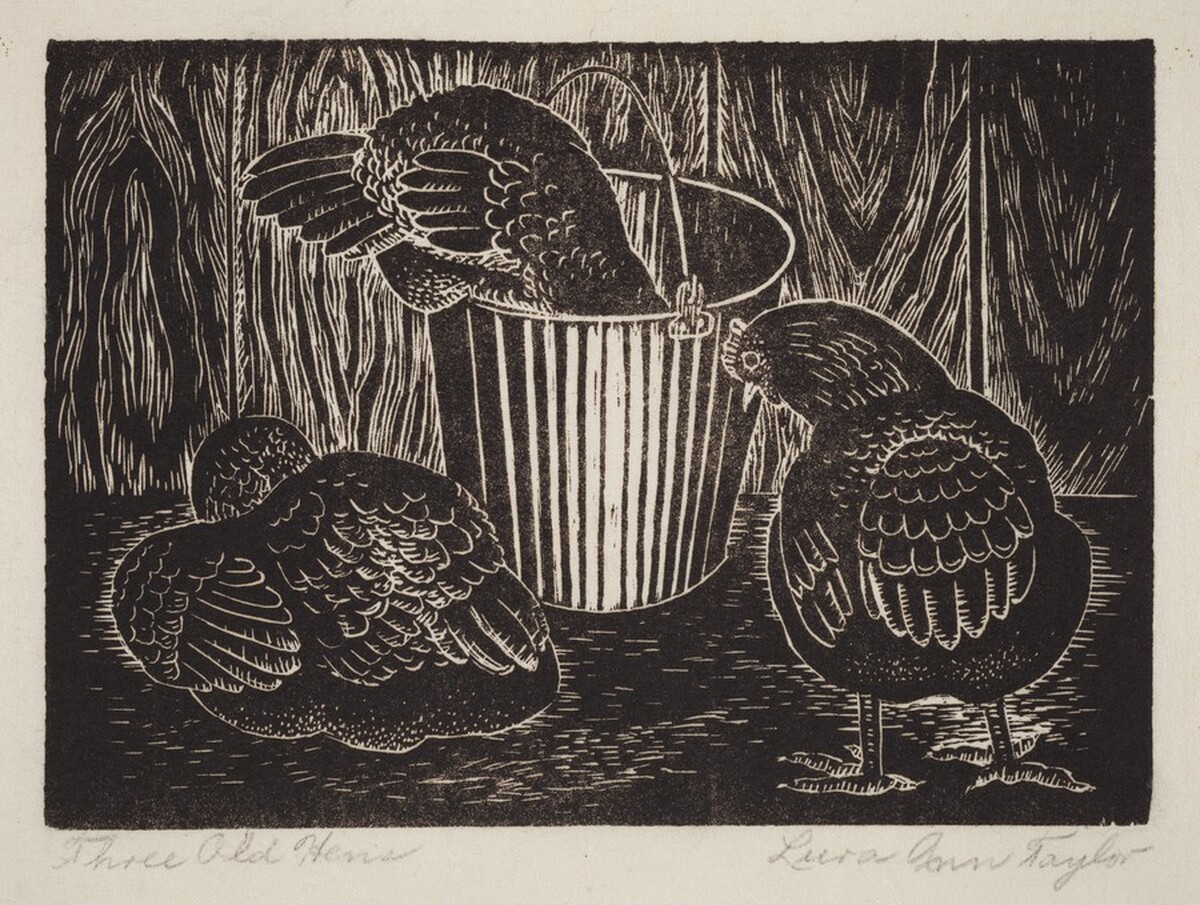 Three Old Hens by Lura Ann Hedrick Taylor