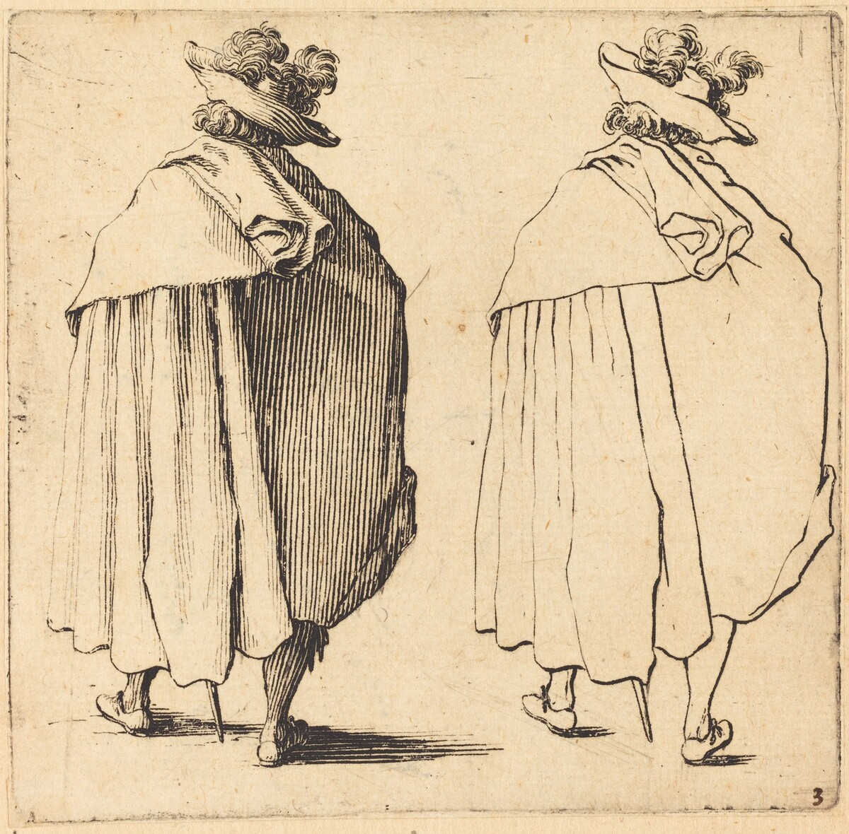 Man in Cloak, Seen from Behind by Jacques Callot