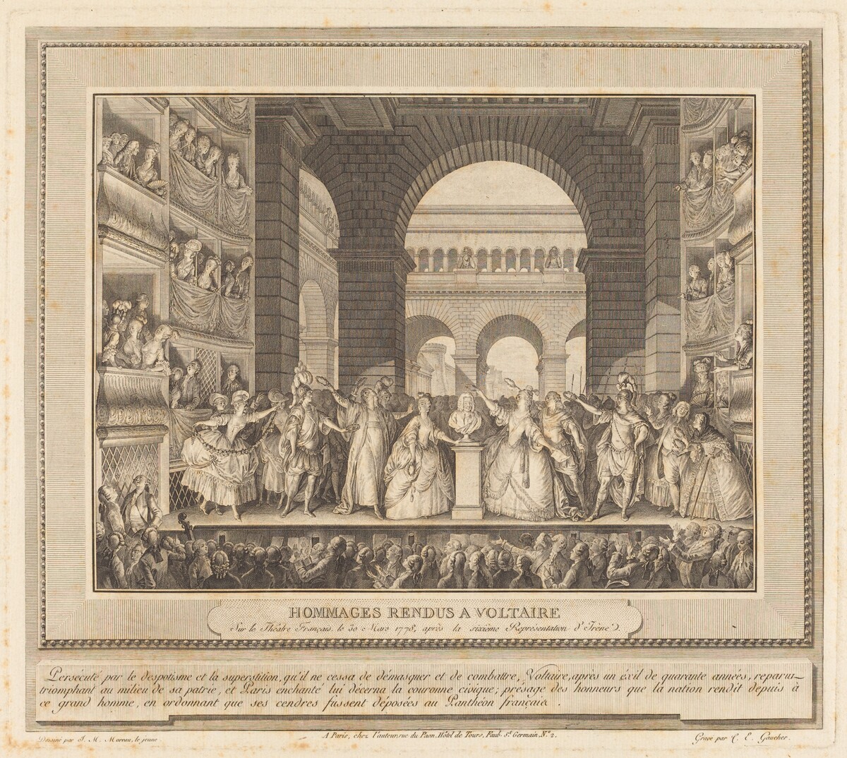 Couronnement de Voltaire (The Crowning of Voltaire) by Charles-Etienne Gaucher after Jean-Michel Moreau