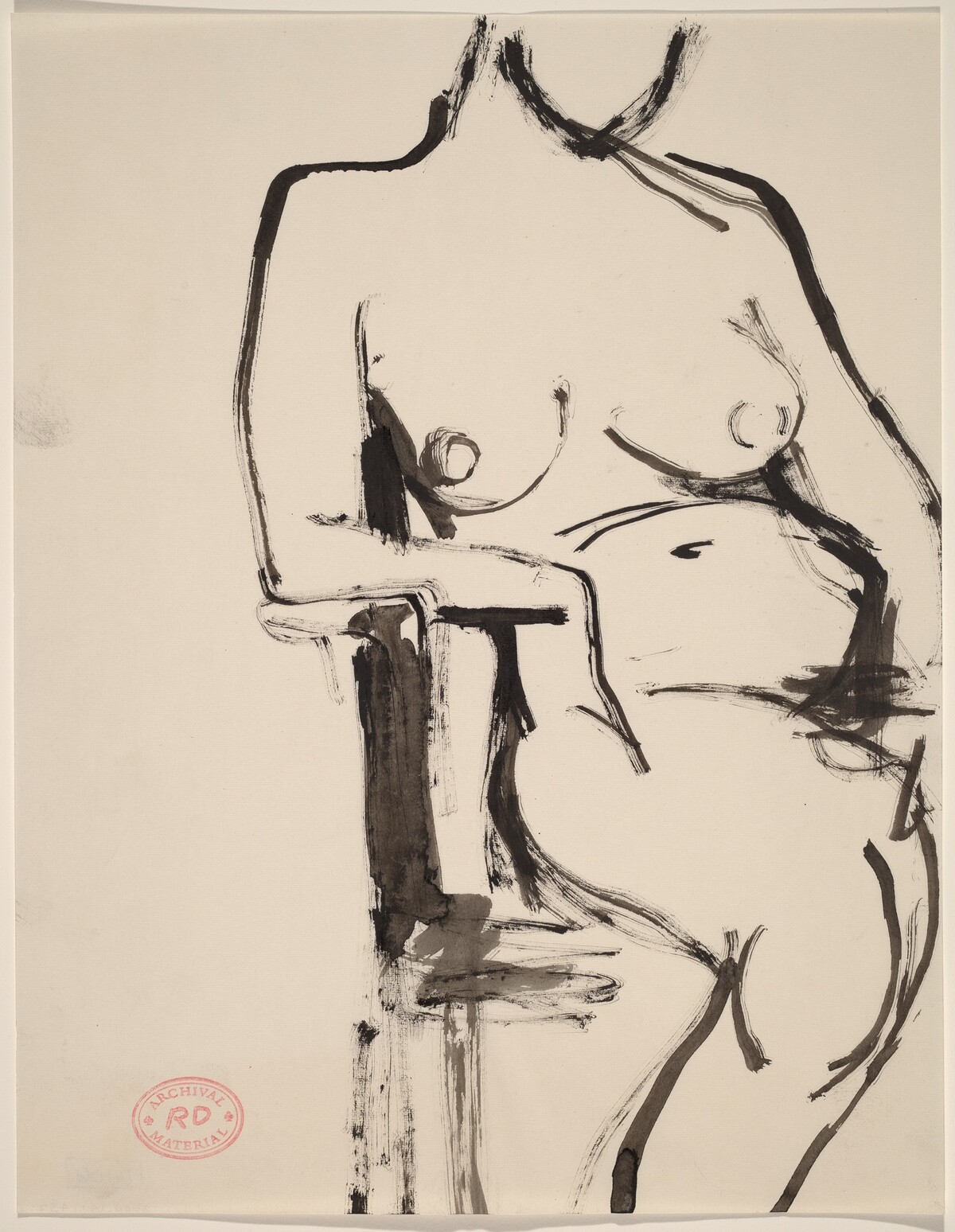Untitled [female nude seated and leaning on chair arm] by Richard Diebenkorn