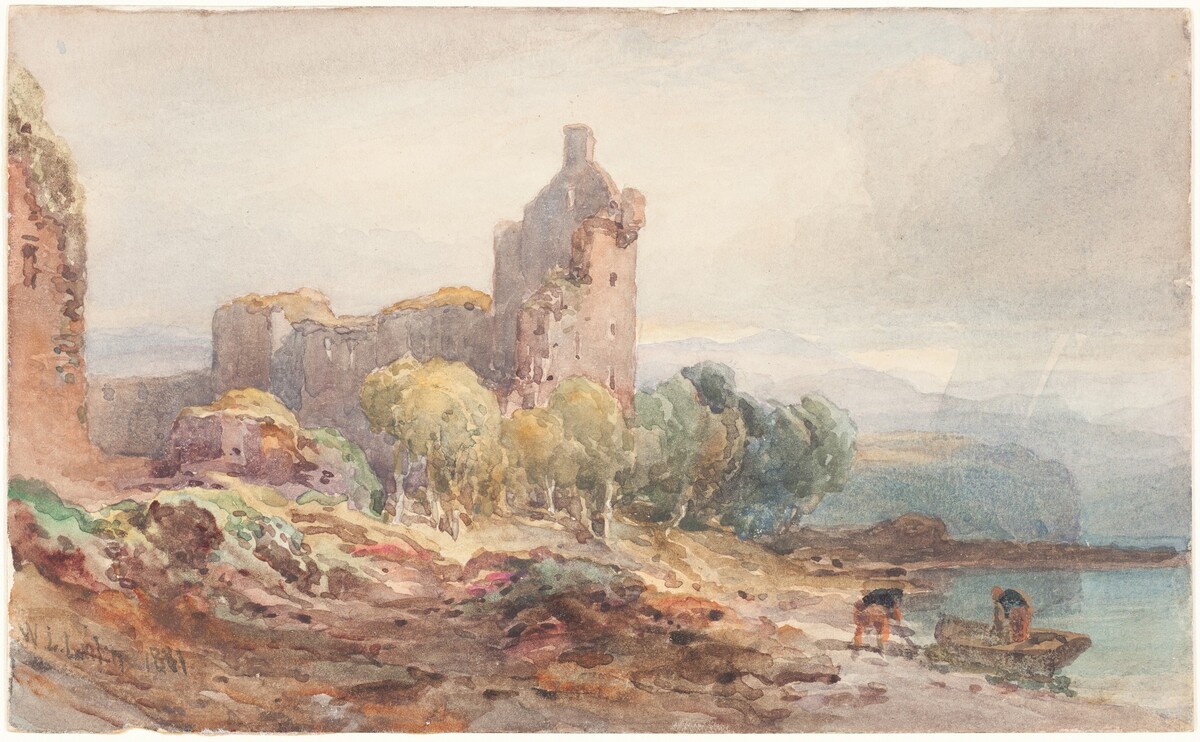 A Ruined Castle on a Lake by William Leighton Leitch