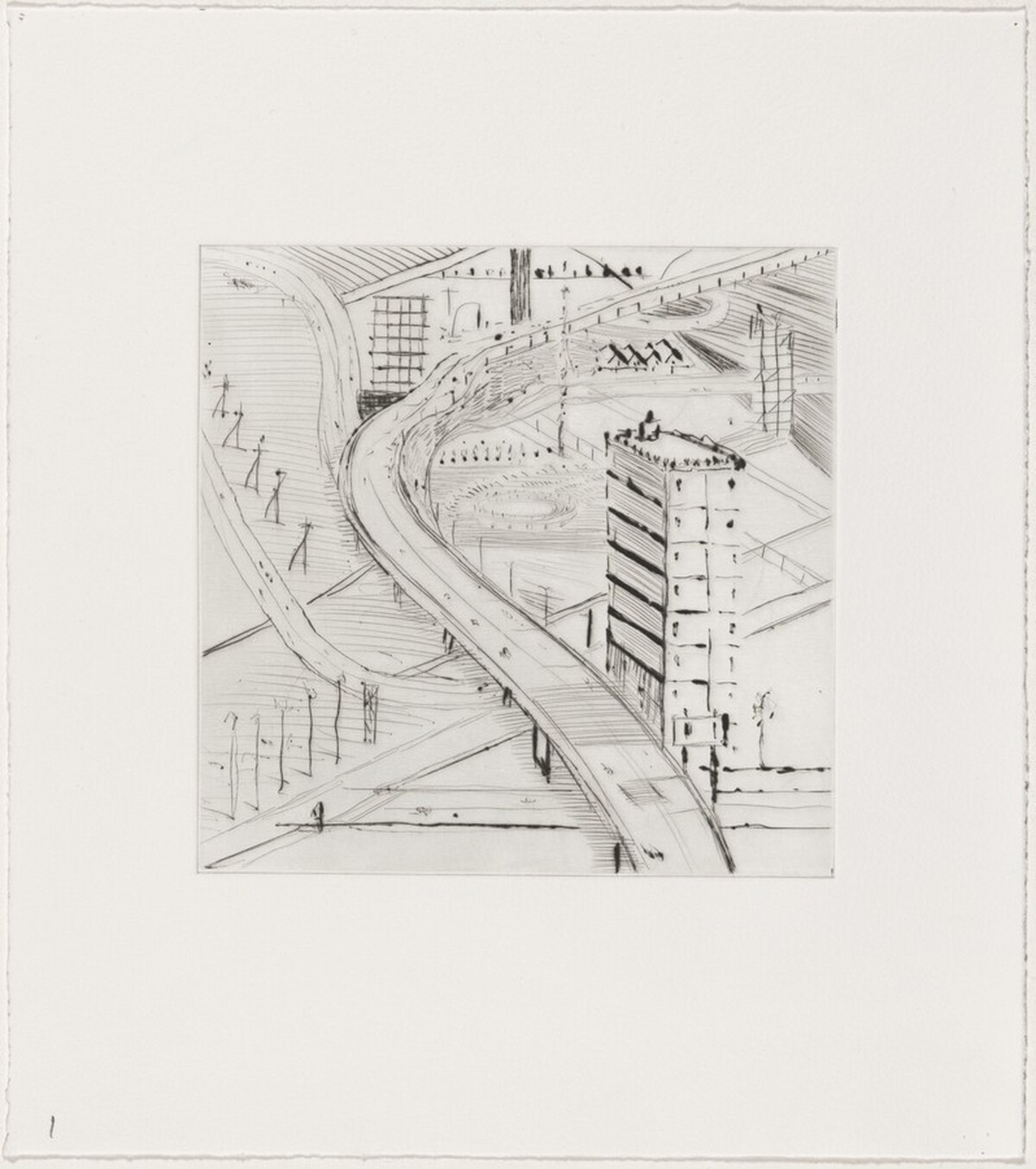 Freeway Building [working proof 1] by Wayne Thiebaud