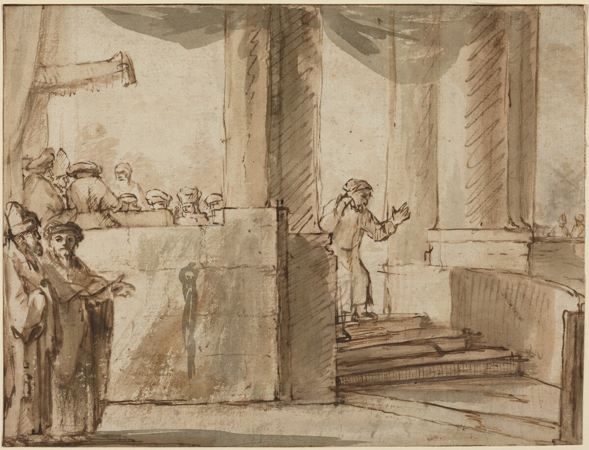 Judas Leaving the High Priest by Style of Rembrandt van Rijn