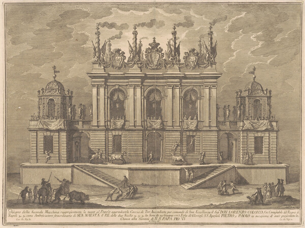 The Seconda Macchina for the Chinea of 1775: A Bull-fight by Giuseppe Vasi, after Giuseppe Palazzi, after Paolo Posi