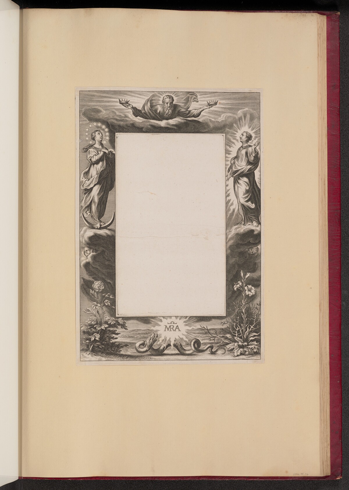 Border Illustration with God the Father, Two Saints, and a Serpent by Netherlandish 17th Century