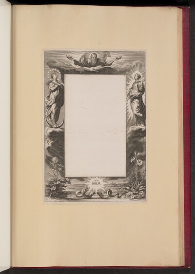 Border Illustration with God the Father, Two Saints, and a Serpent
