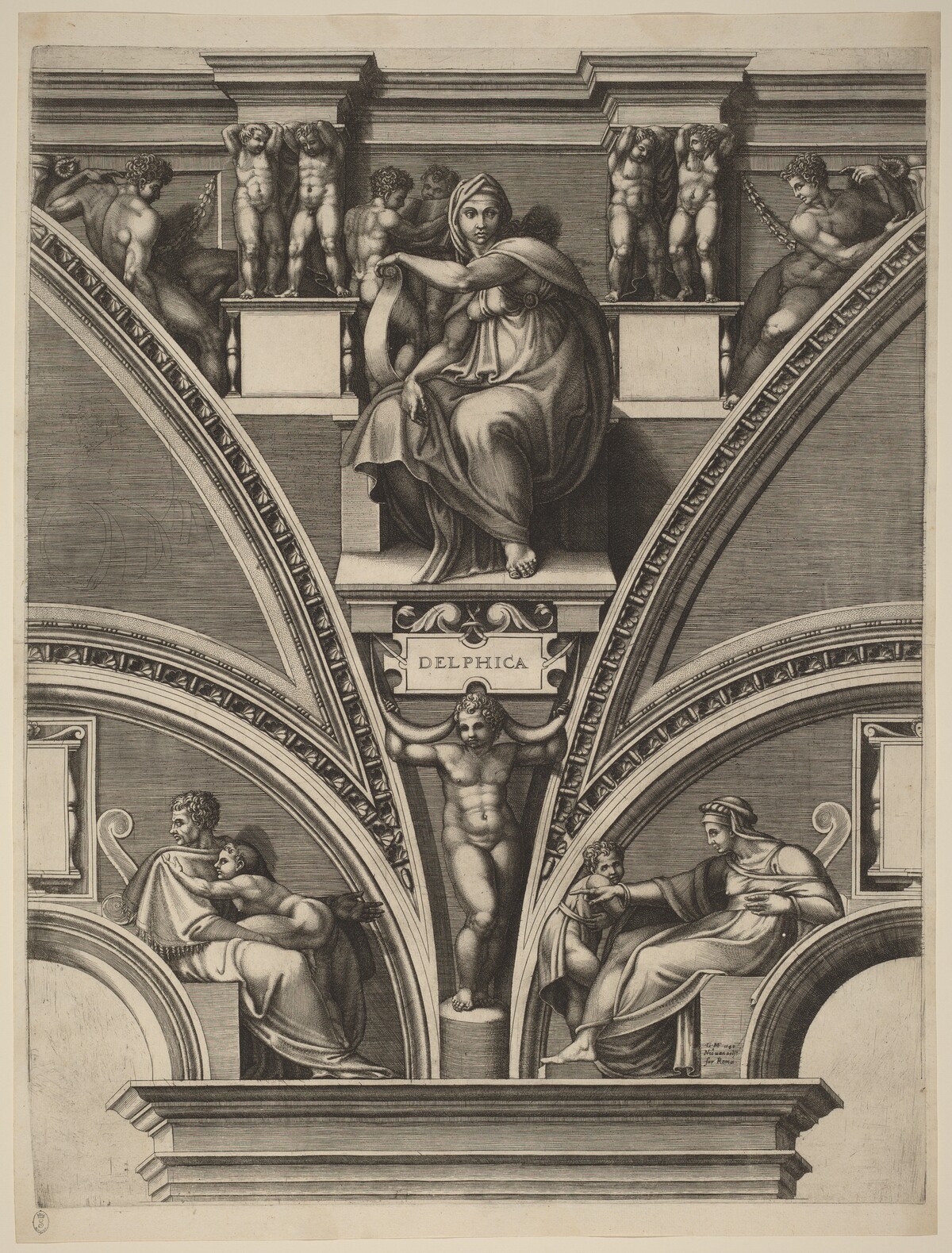The Delphic Sibyl by Giorgio Ghisi after Michelangelo