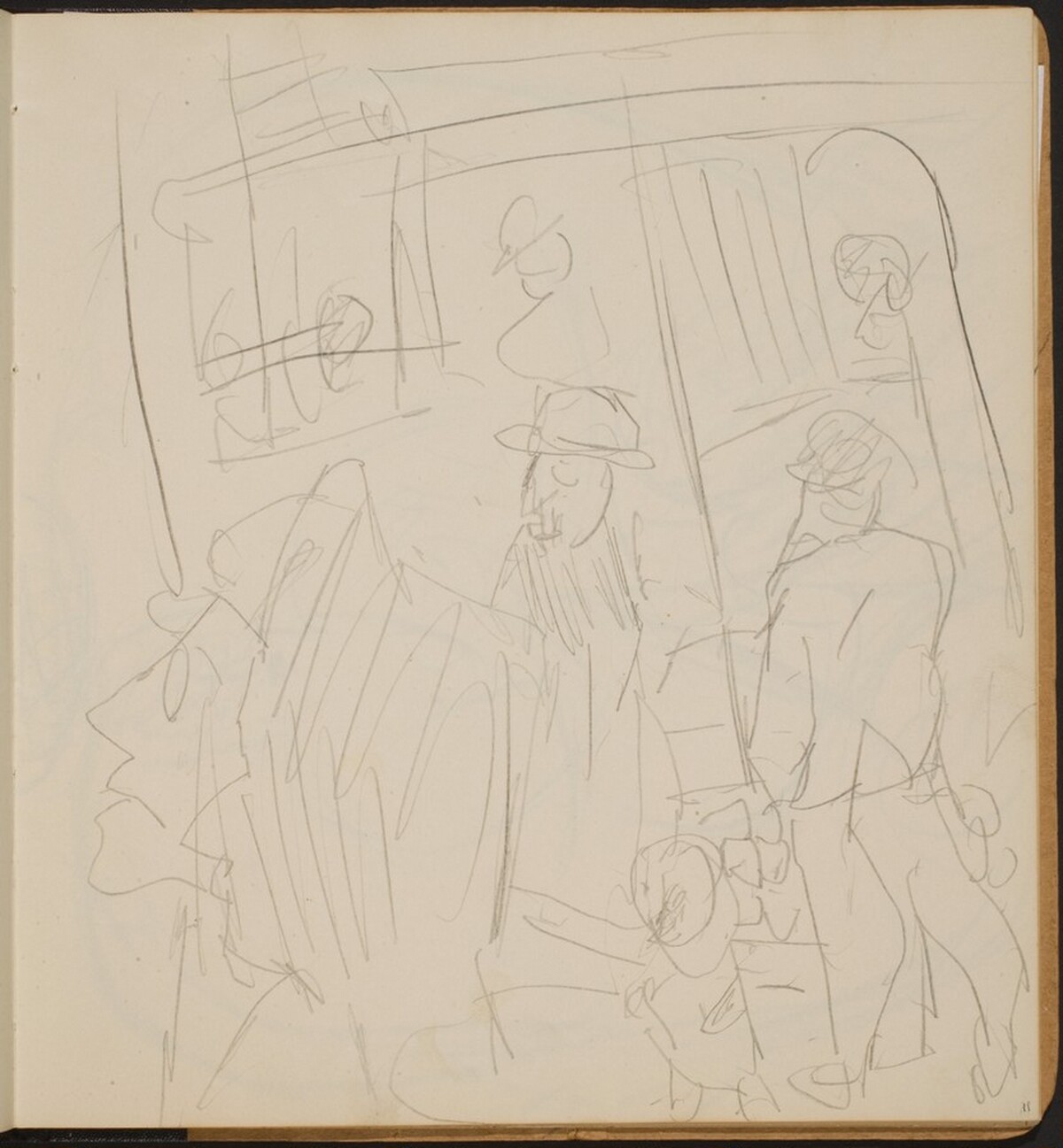 Passanten vor Häuserfassade (Pedestrians in Front of a House) [p. 11] by Max Beckmann