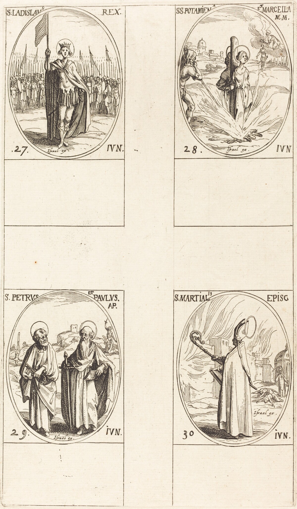 St. Ladislas; Sts. Potamiana and Marcella; Sts. Peter and Paul, Apostles; St. Martial by Jacques Callot