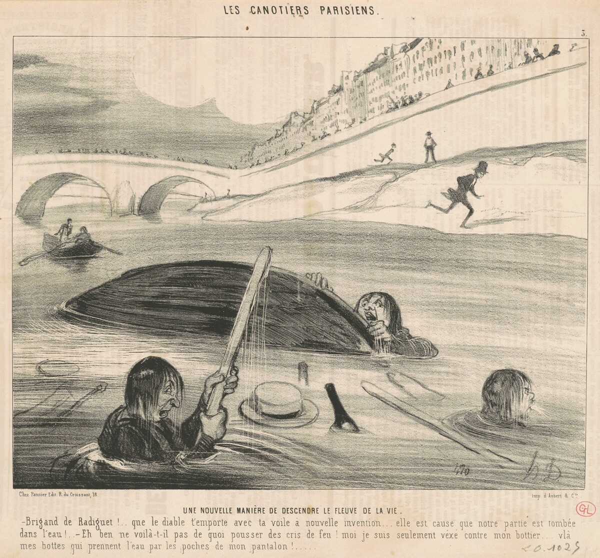 Une nouvelle maniére de descendre le fleuve de la vie by Honoré Daumier