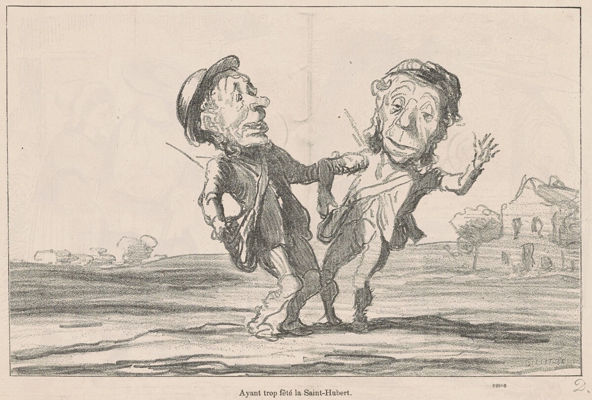 Ayant trop fêté la Saint-Hubert by Honoré Daumier
