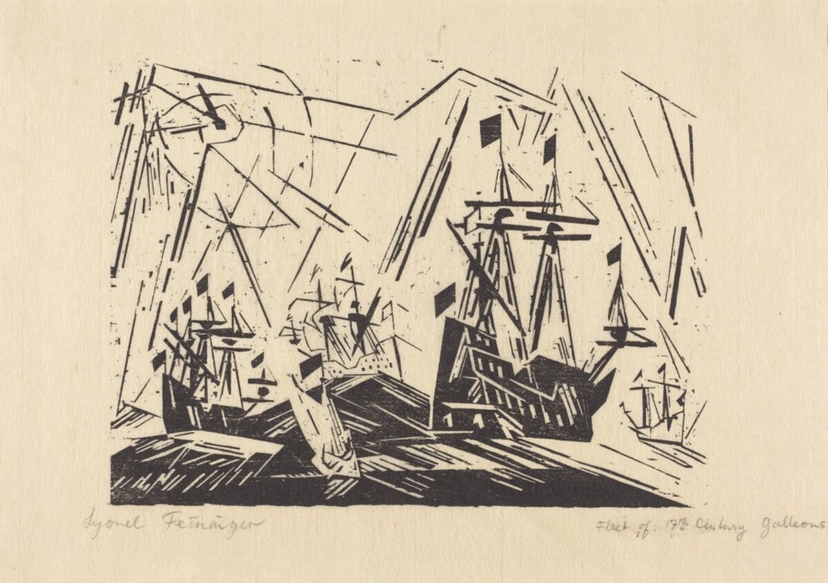 Fleet of 17th Century Galleons (Hansaflotte) by Lyonel Feininger