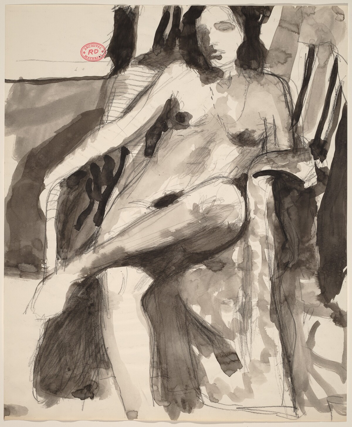 Untitled [seated female nude in a partially draped armchair] by Richard Diebenkorn