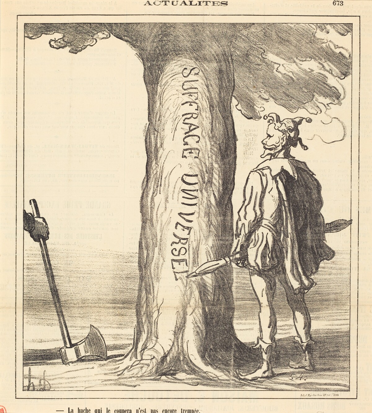 La hache qui le coupera n'est pas encore trempée by Honoré Daumier