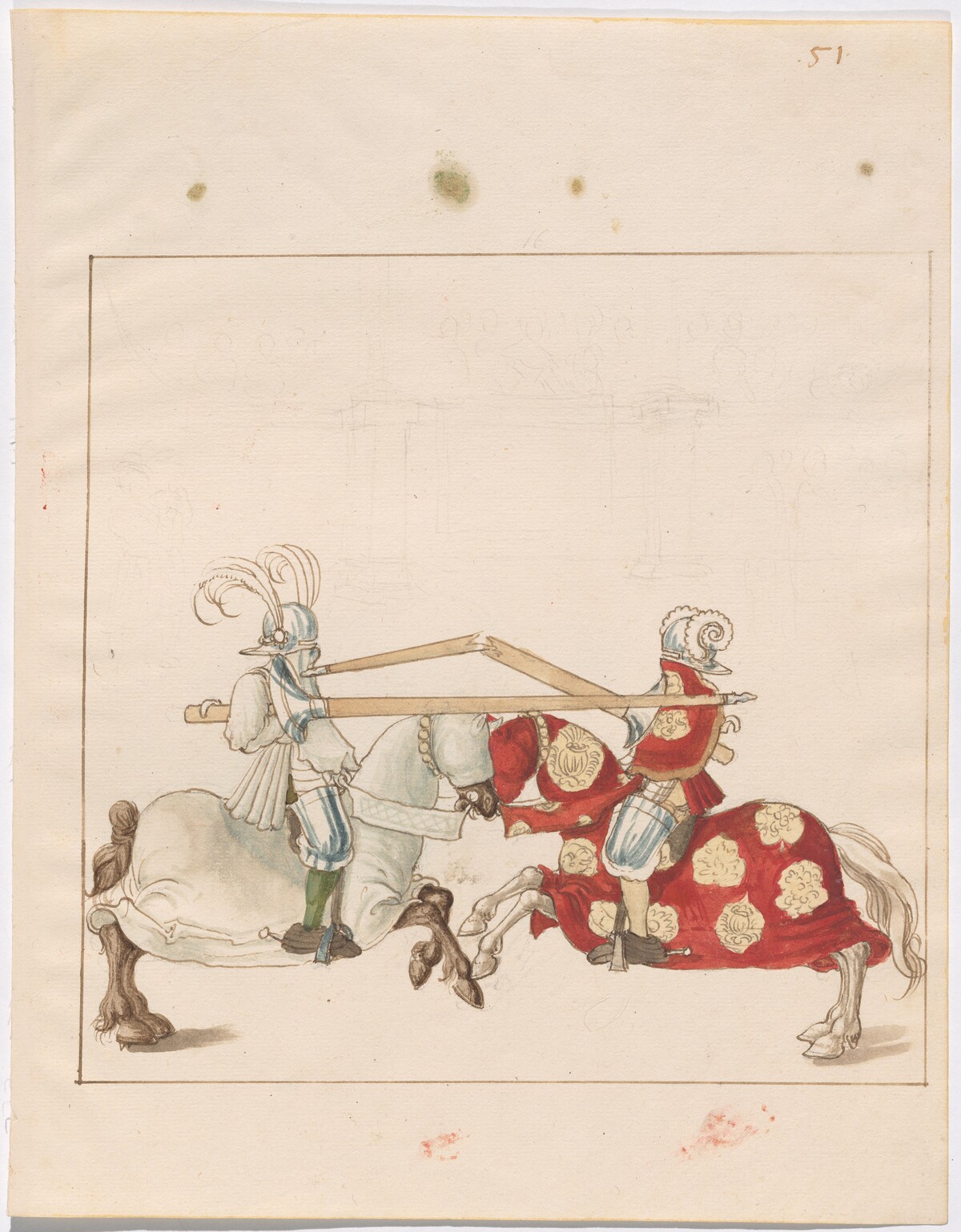 Mock Joust of War with Fixed Shields by German 16th Century
