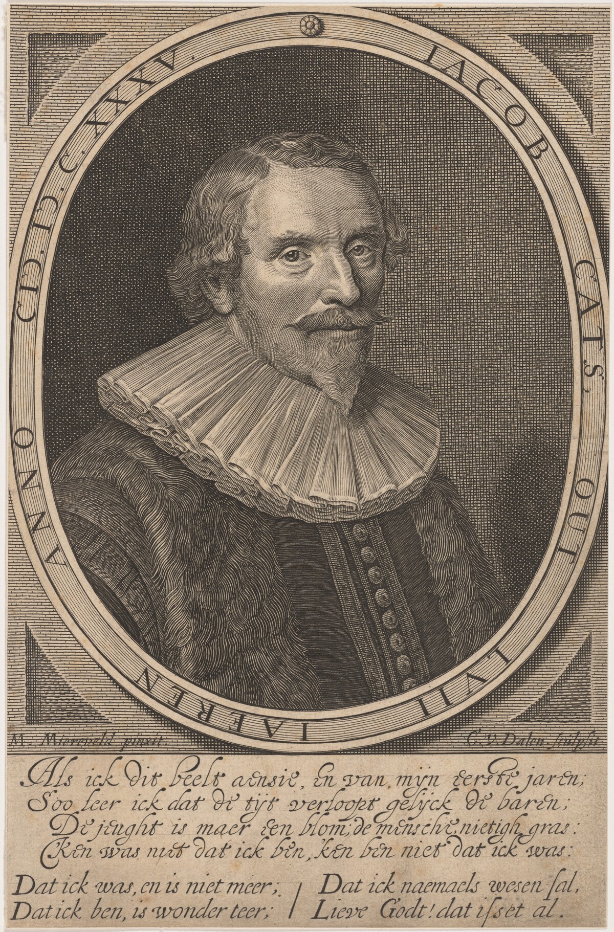 Jacob Cats, Poet by Cornelis van Dalen I after Michiel van Miereveld