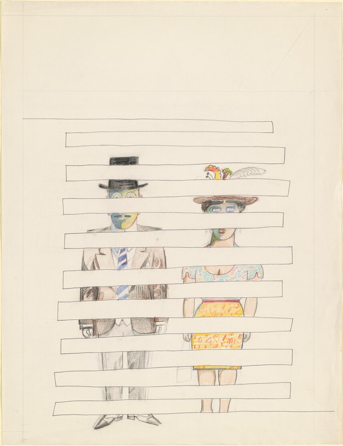 Untitled (Man and Woman in a Spatial Illusion) by Saul Steinberg