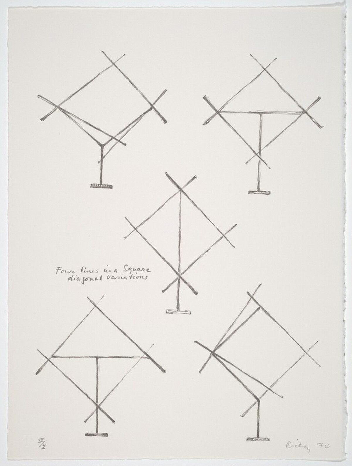Four Lines in a Square Diagonal Variations by George Rickey