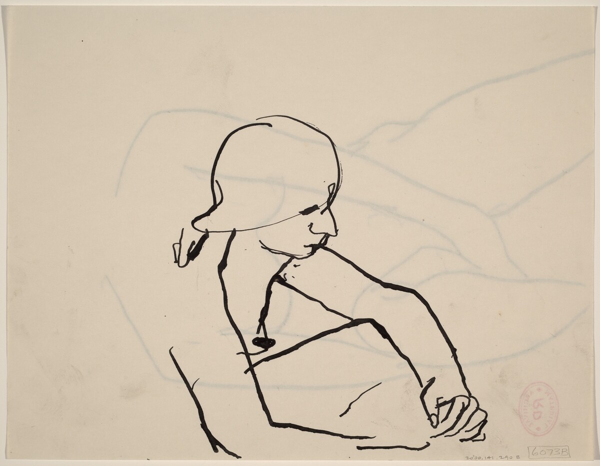Untitled [seated female nude facing right] [verso] by Richard Diebenkorn