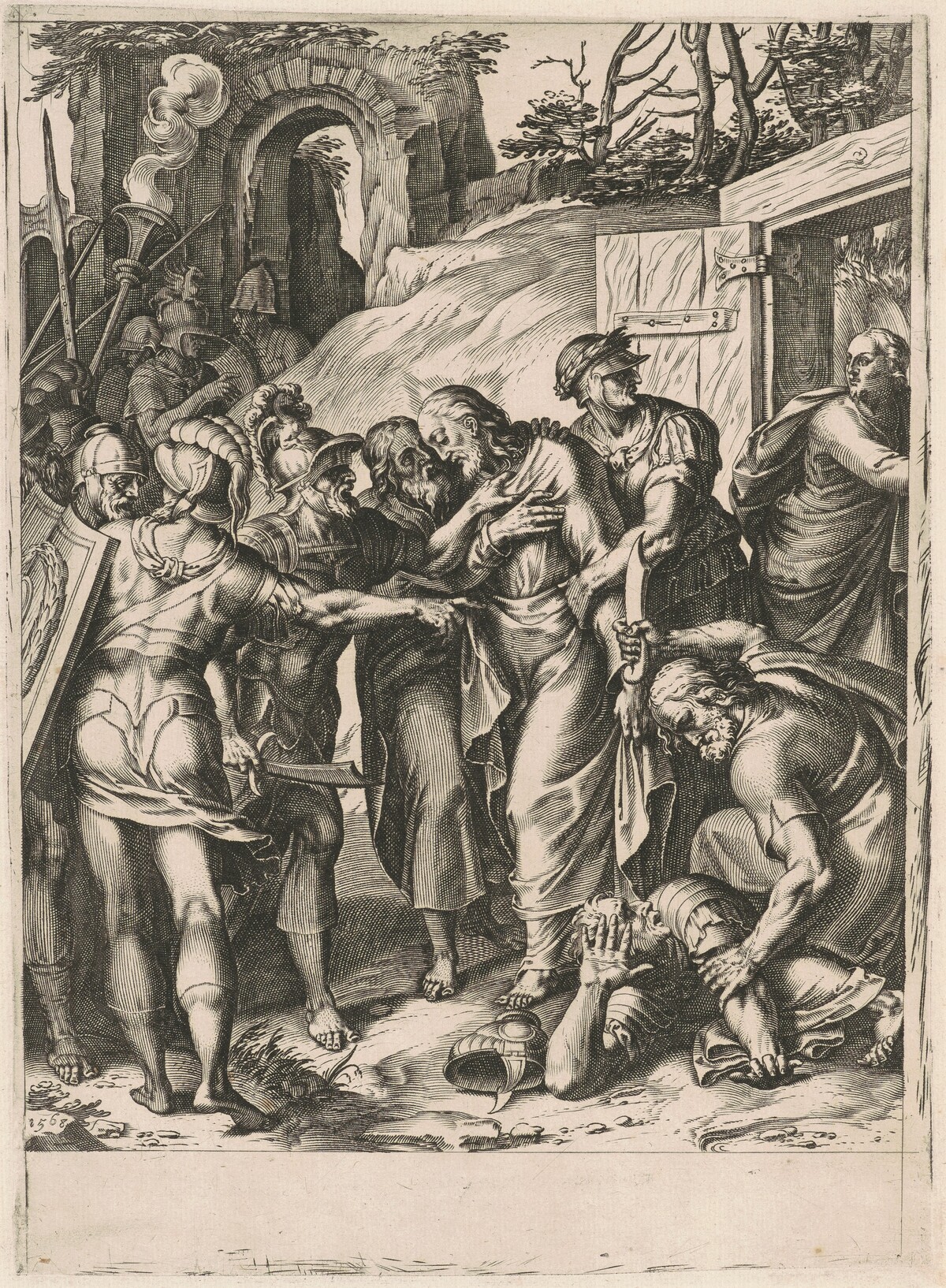 The Betrayal of Christ by Cornelis Cort, after Girolamo Muziano