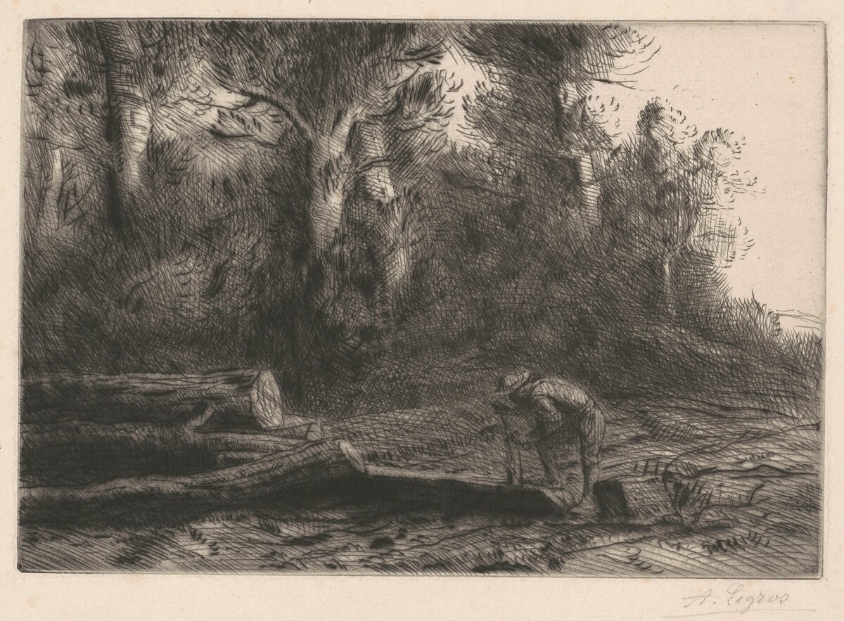 Man Squaring Logs (Homme qui fend des bûches) by Alphonse Legros