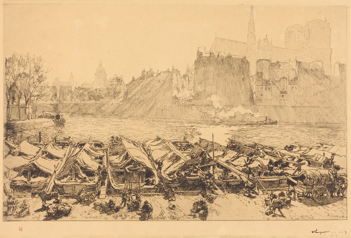 The Great Apple Market (Le grand marche aux pommes) by Auguste Lepère