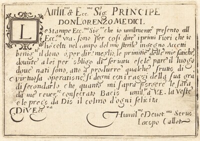 Dedication to Don Lorenzo de' Medici