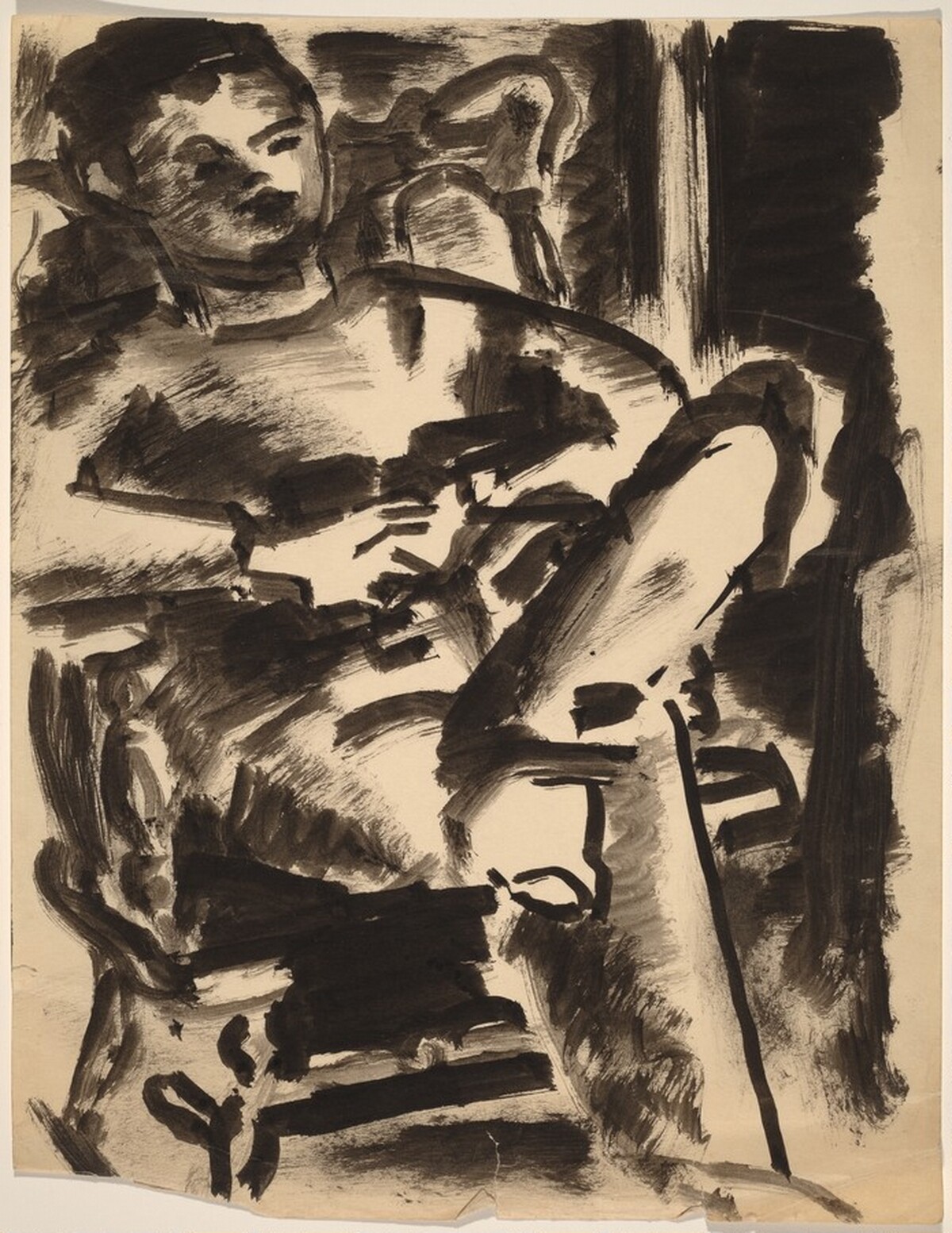 Seated Boy in Armchair, Hands Clasped on Stomach, Left Leg Crossed over Right Leg by Mark Rothko