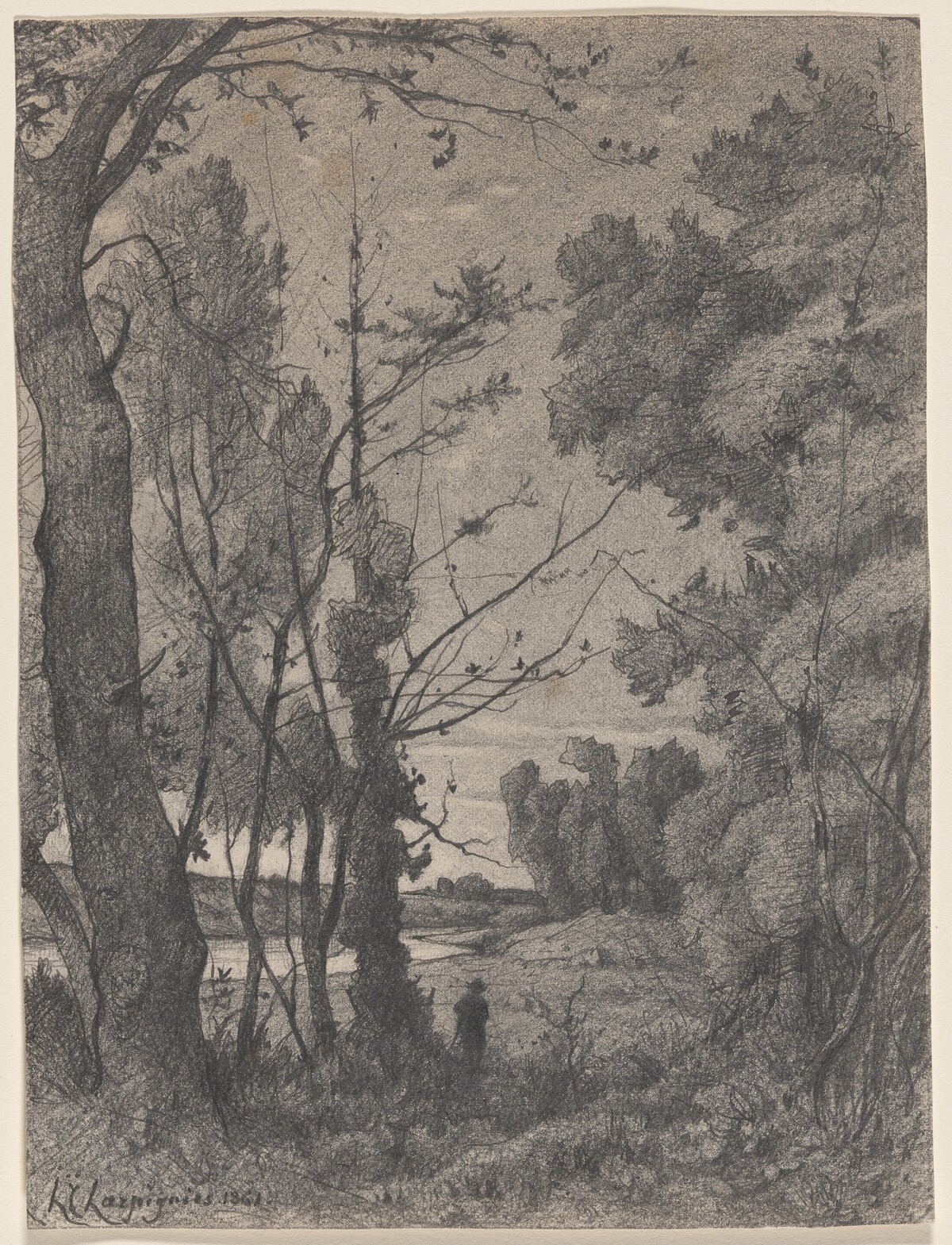 Wooded Landscape beside a River by Henri-Joseph Harpignies
