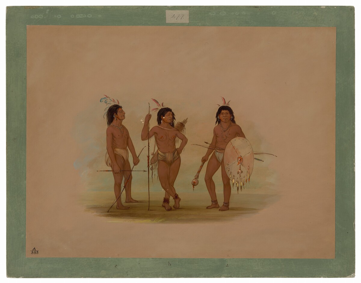 A Puelchee Chief and Two Young Warriors by George Catlin