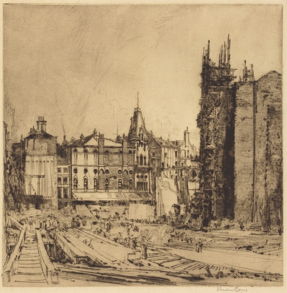 Old and New Gaiety Theaters by Muirhead Bone