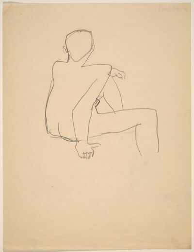 Nude Figure Seen from the Back, Right Arm Supporting Torso
