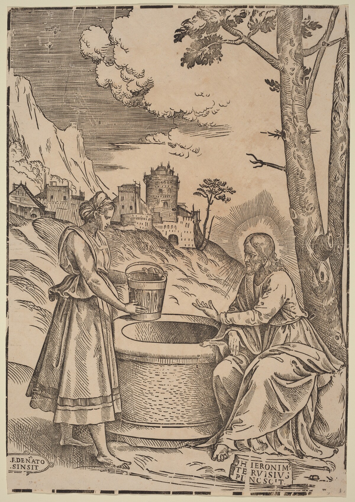 Christ and the Woman of Samaria by Francesco Denanto after Girolamo Pennacchi