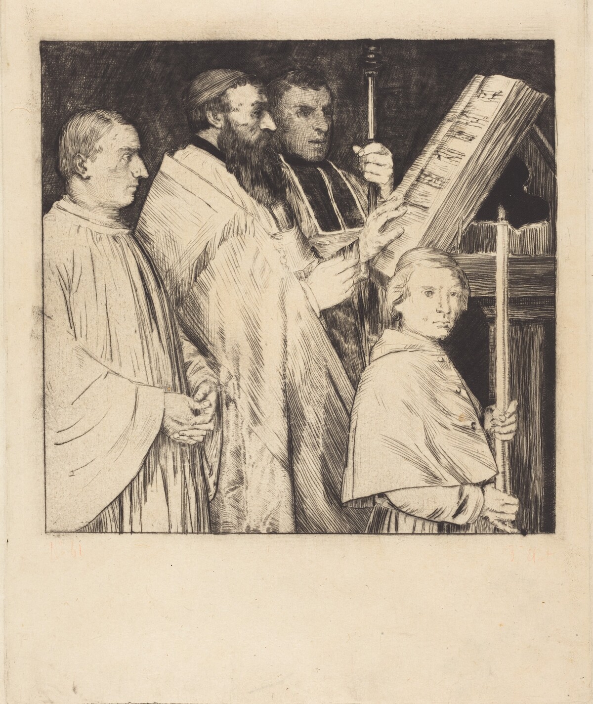 Choristers, 1st plate (Le lutrin) by Alphonse Legros