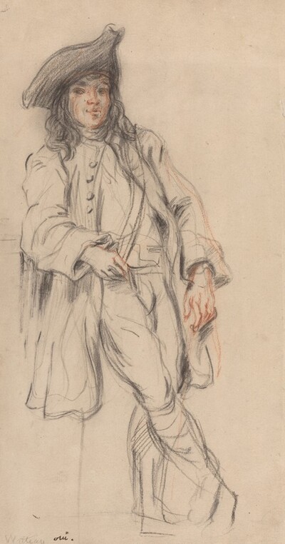 Standing Young Man Leaning on a Plinth