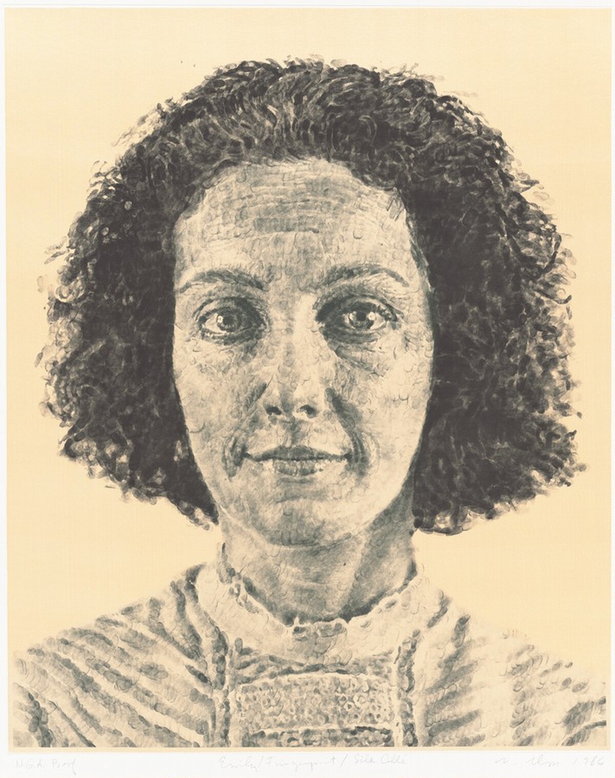 Emily/Fingerprint/Silk Collé by Chuck Close