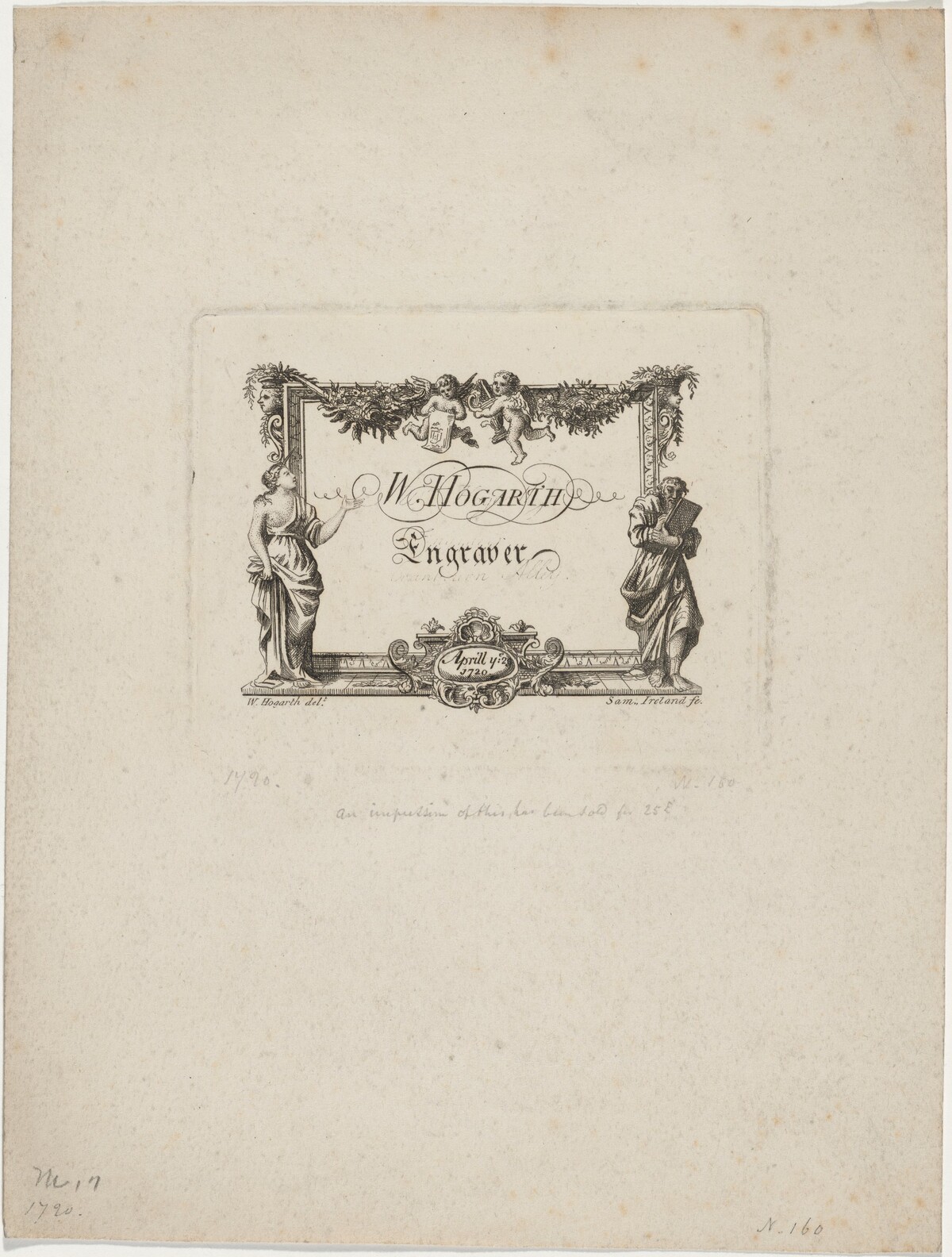 William Hogarth's Business Card by Samuel Ireland after William Hogarth