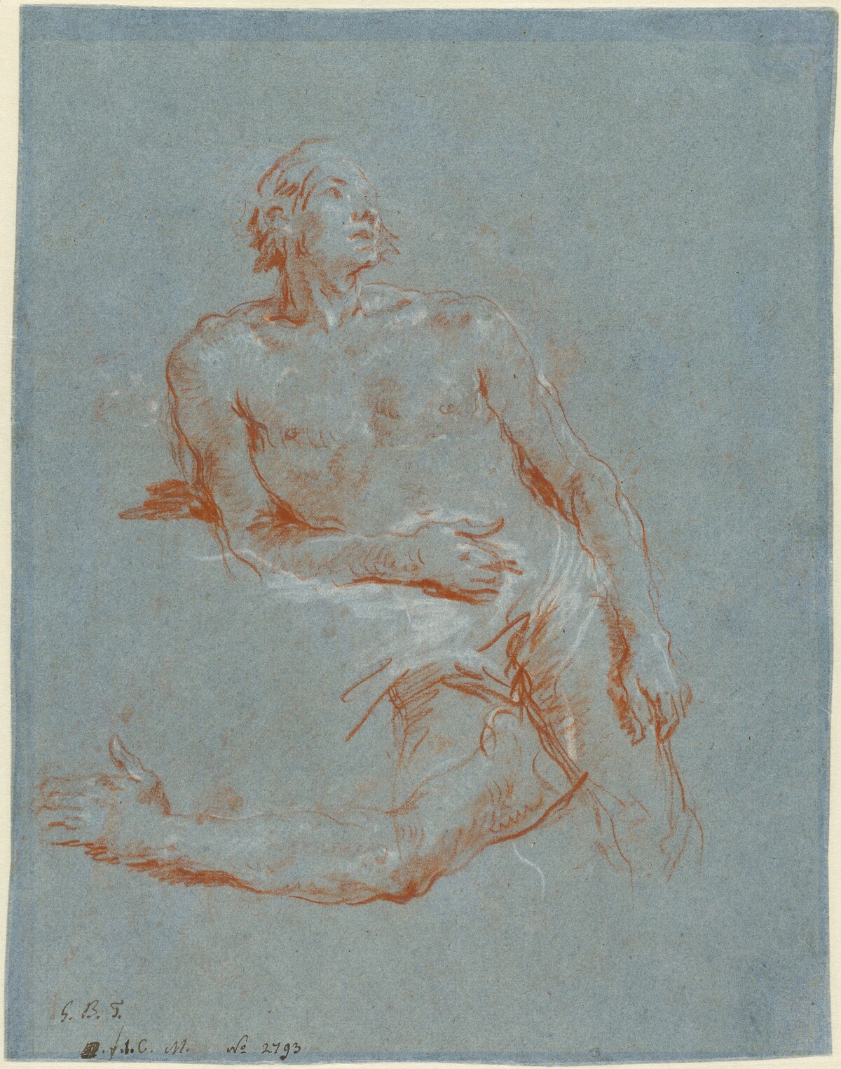 Male Nude Leaning on His Elbow (verso) by Giovanni Battista Tiepolo